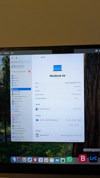 MacBook Air 13.6" M2 (2022), Space Gray – 8GB RAM, 256GB SSD – Ca Nou (Iulie 2023)