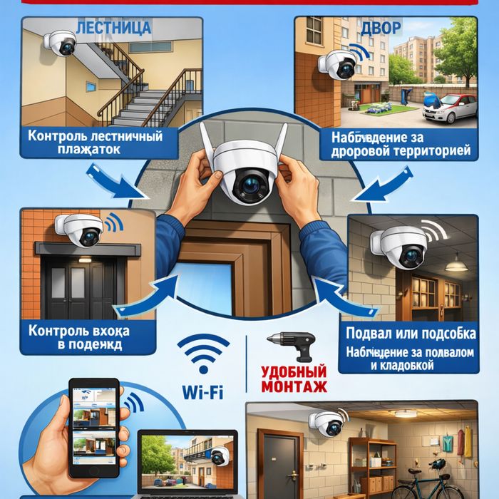 Установка Wifi камеры на ваш подезд,дом и другие помещения