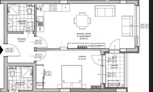Двустаен Тухлен апартамент Ново строителство- Топ Център