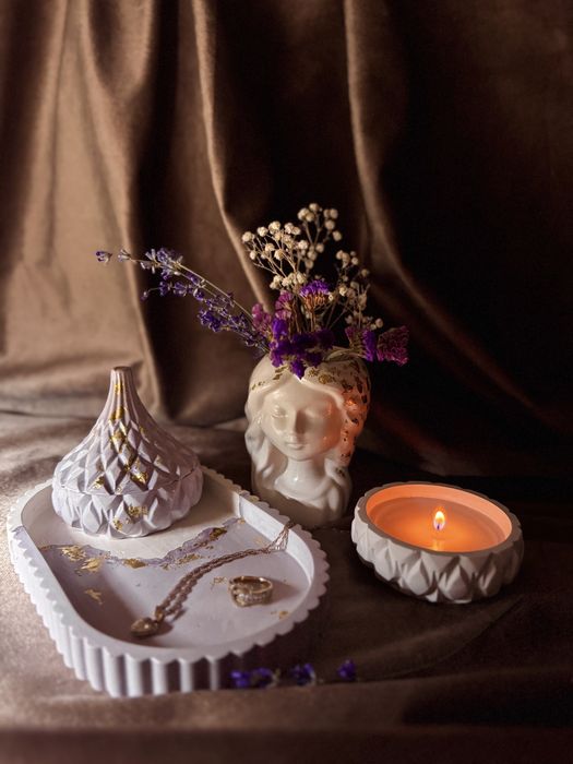 Подарочные наборы из гипса , свечи