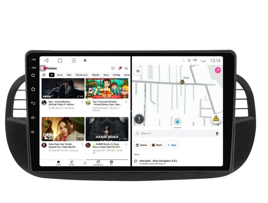 navigatie android gps fiat 500 stare f buna  Navigatie Fiat 500 din 2007-2015, NAVIGPS, WAZE 2K, Display QLED 9.5 inch, , Android