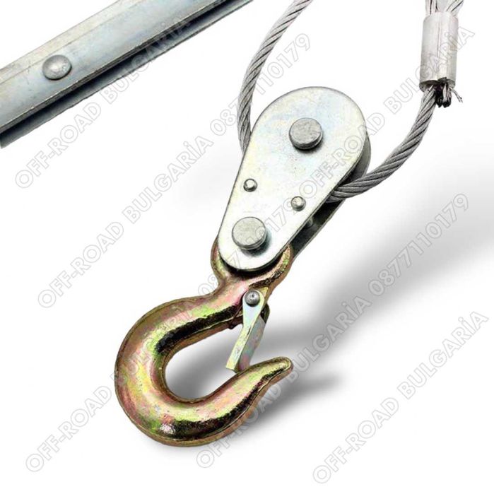 Ръчна лебедка-скрипец със стоманено въже товароподемност - 4 тона