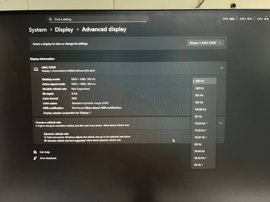 Монитор  MSI MAG 255XF 300 Гц