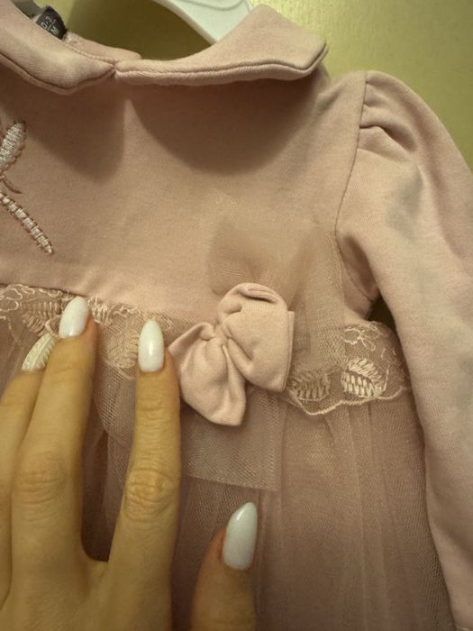 Нова розова бебешка рокля Miniborn 0-3 за изписване или погача