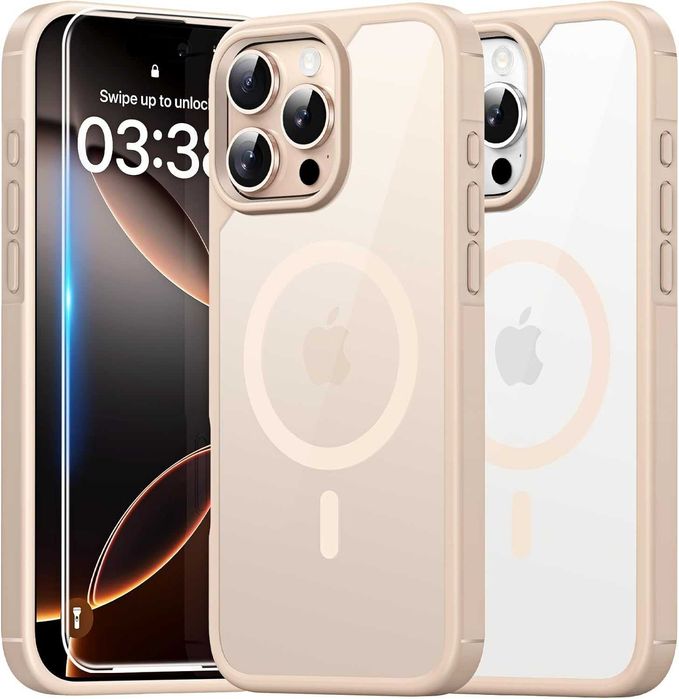TAURI iPhone 16 Pro Max Husa Gold MagSafe Sticla Temperata Protectie 15FT Anti Soc Anti Zgarieturi