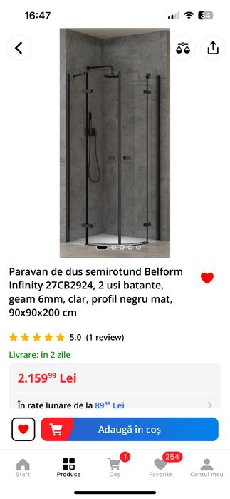 Cabina de dus negru 90x90