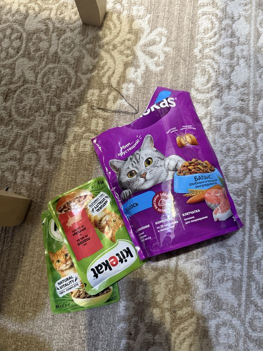 Горшок ,миски и игрушки для кошки