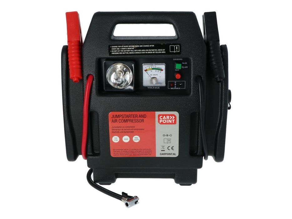 Robot pornire auto Carpoint 12V 17Ah cu compresor 18 bar/260 PSI, starter 400A varf 900A, lanterna, iesire 12V si indicator analog baterie