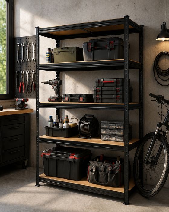 Стелаж за съхранение, Метален, MDF, 4 нива, 70 х 30 х 150 см