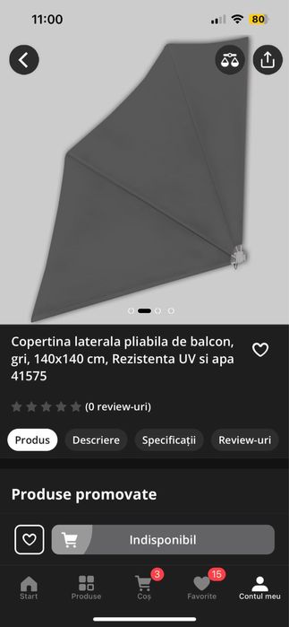 Copertina laterala pliabila pt balcon