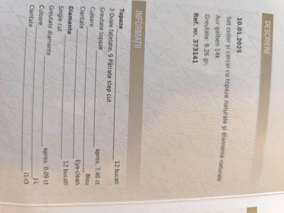 Set aur 14k topaze și diamante