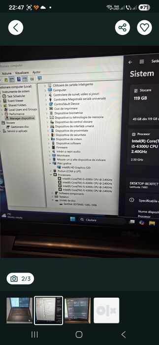 Dell 7480, i5-6300, ram 8gb, ssd 128gb