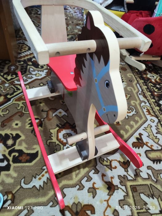 Дървен люлещ се стол конче люлка кон 72x28x50см.