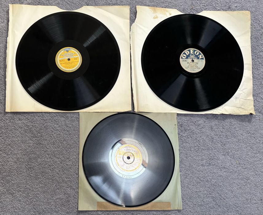 3 discuri shellac de 10”/ 12", gramofon, 78 rpm