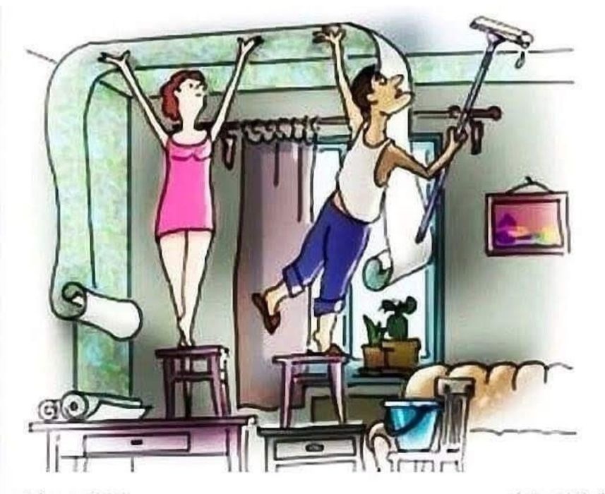 Клею  обои выравнивание стен