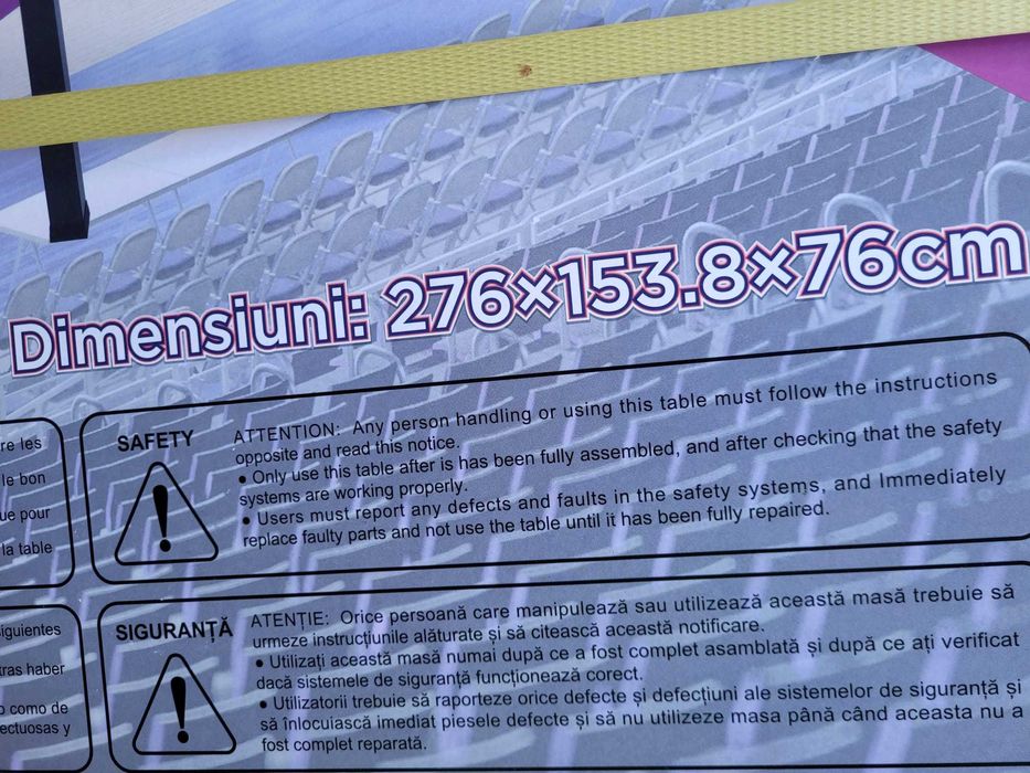 Vand Masa Ping Pong tenis de masa, INTERIOR 276x153 cm, NOUA, 1050 Lei.