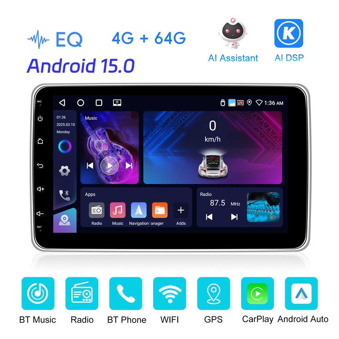 Navigatie 10 inch 1 DIN (4GB RAM)