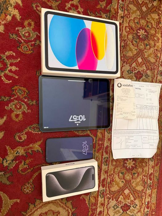 Vand Iphone 15 Pro Max 512GB, folosit dar aflat intr-o stare impecabila - 3000 ron, Ipad gen 10 64GB  putin folosita - 1000 ron. Ambele - 3800 ron.