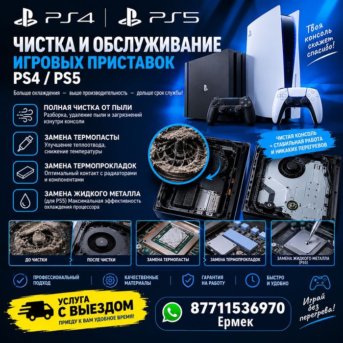 Ремонт и обслуживание игровых приставок PS5, PS4