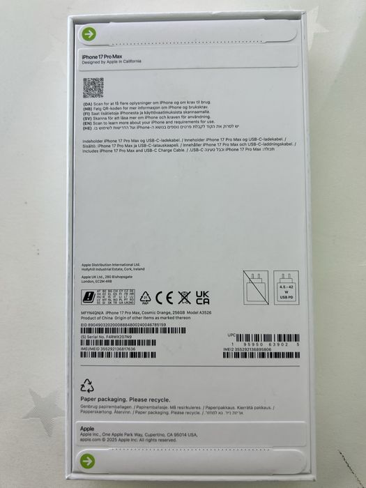 Iphone 17 Pro Max Cosmic Orange Sigilat 256Gb