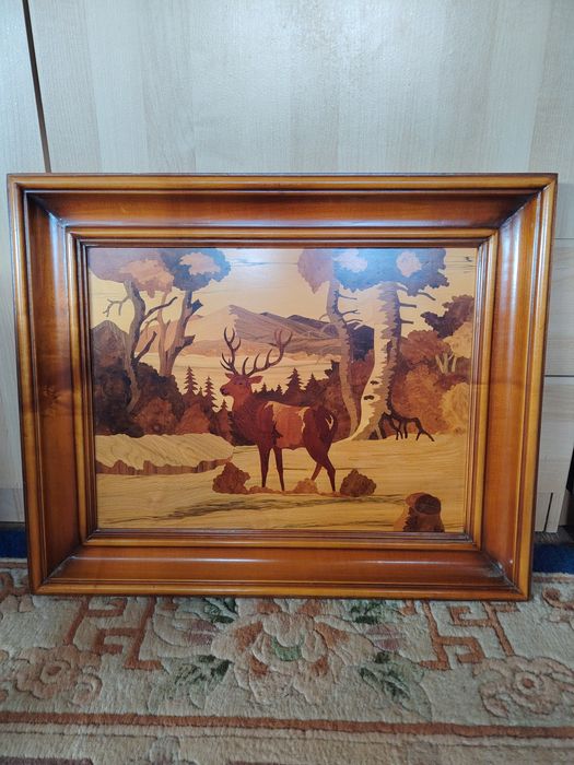 Tablou vintage intarsie in lemn