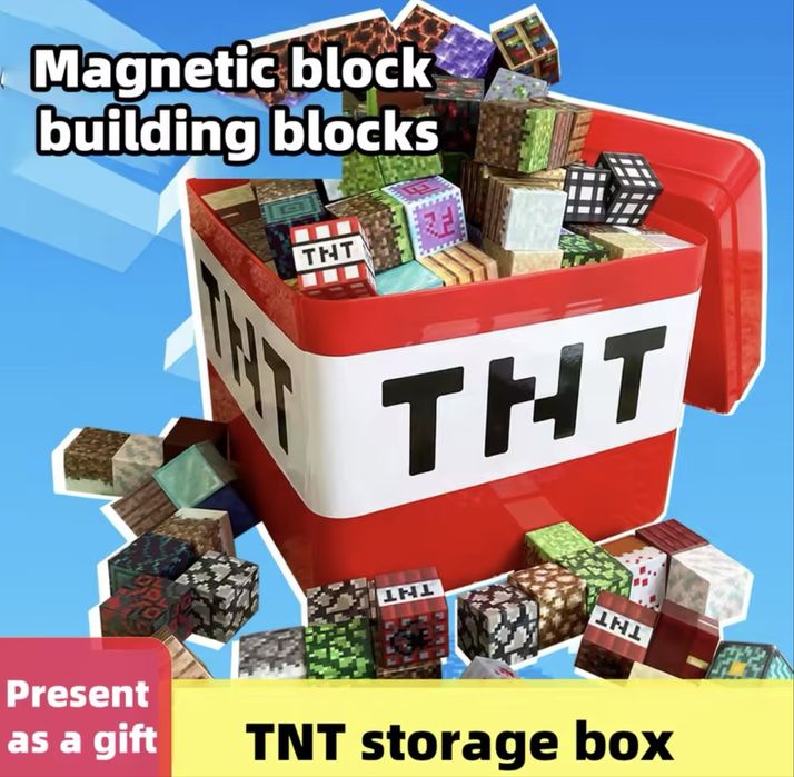 Магнитни блокчета Minecraft с кутия за съхранение/Magnetic blocks