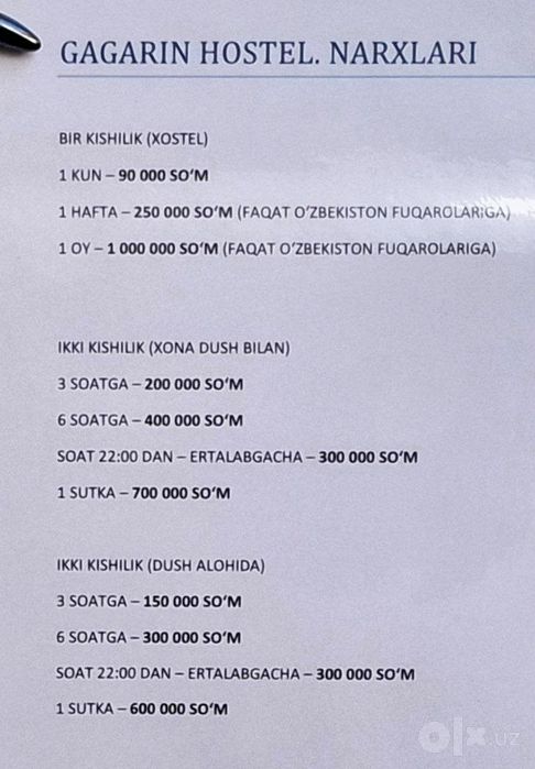 Kunlik kvartira mexmonxona kunlik uy BEZ ZAKS