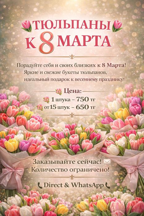 Тюльпаны к 8 марта! РОЗНИЦА