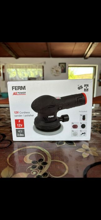 Masina Polish profesionala Ferm,orbitala, 2Ah, cu acumulatori și  accesorii incluse,  noua