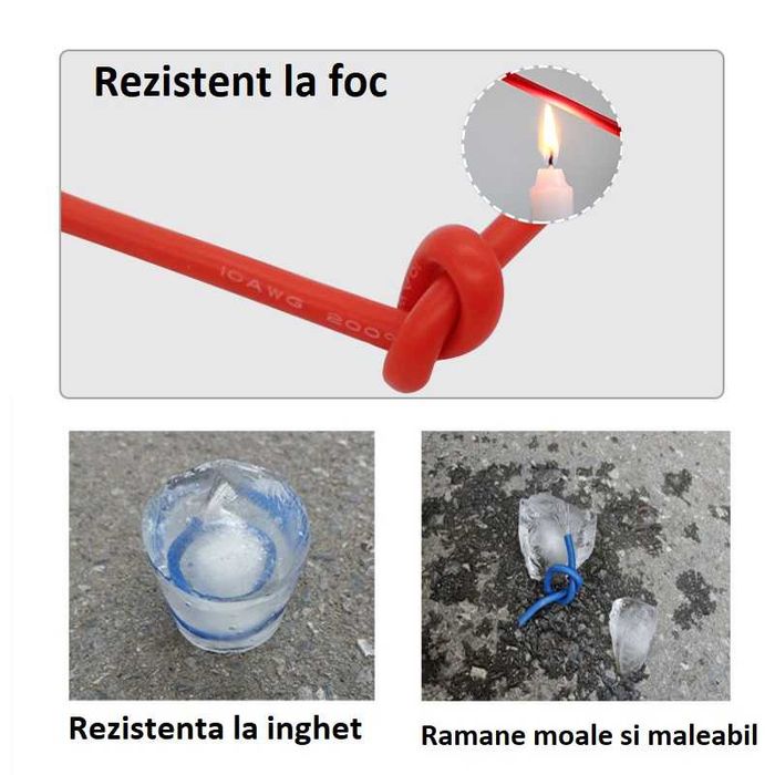 Cablu silicon monofilar extra moale set negru+rosu 2m