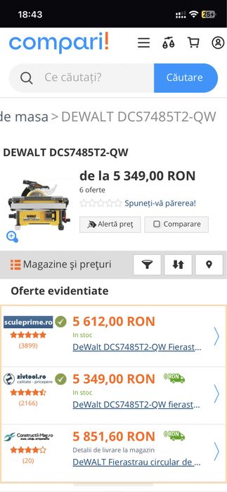 DeWALT DCS7485T2-QW XR. FLEXVOLT 54V. Circular de Banc. Original Nou !