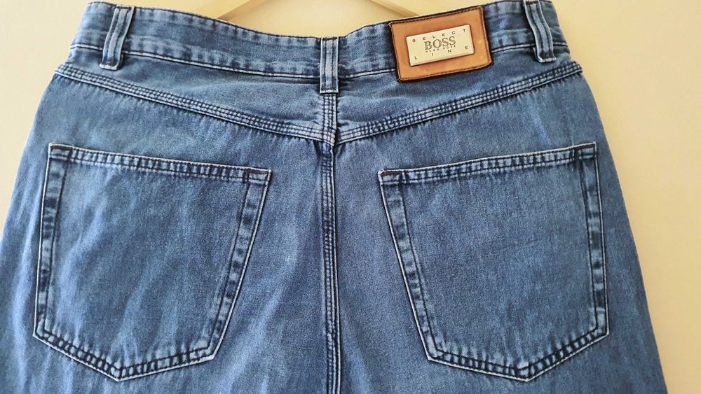 Светлосини мъжки дънки Hugo Boss W33 L34 (размер M/L) 100% памук, без забележки