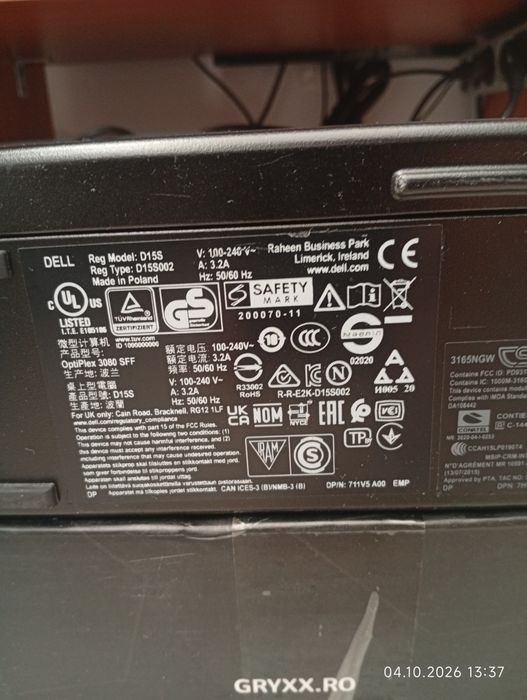 Desktop PC Dell OptiPlex 3080 SFF i3-10105 ( generația 10 cu 4 cores, 8 threads), 8Gb DDR4, SSD NVME SK Hynix 256Gb, Win 11 Pro,