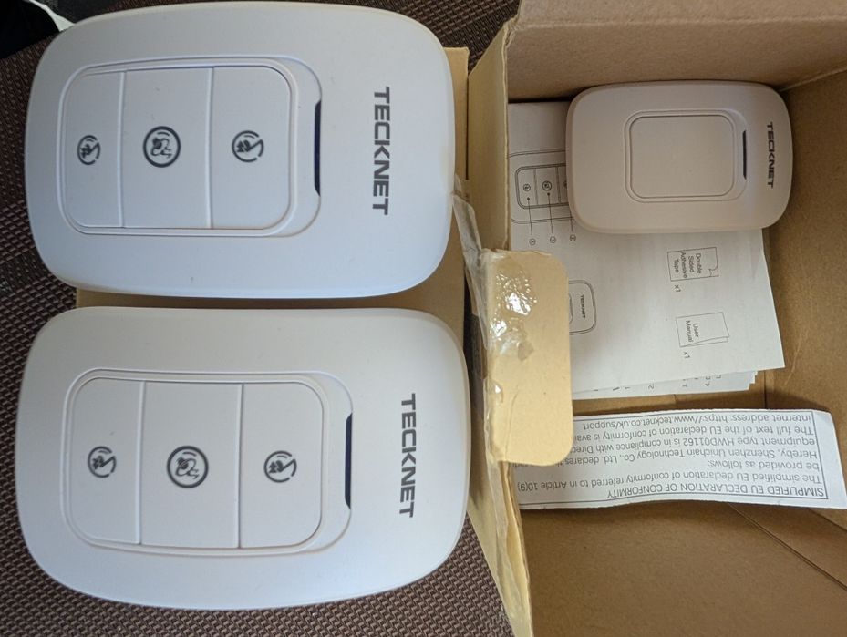 Sonerie fără fir teckNet noua.kit 2 receptoare de priza+1buton exterior.
