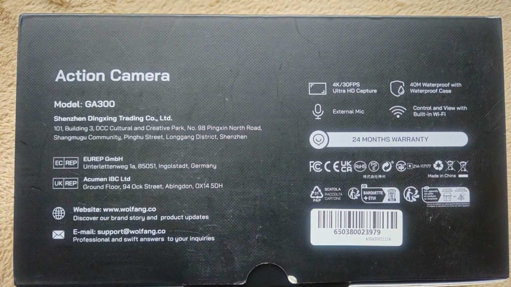 Camera acțiune, Wolfang 4k, go pro