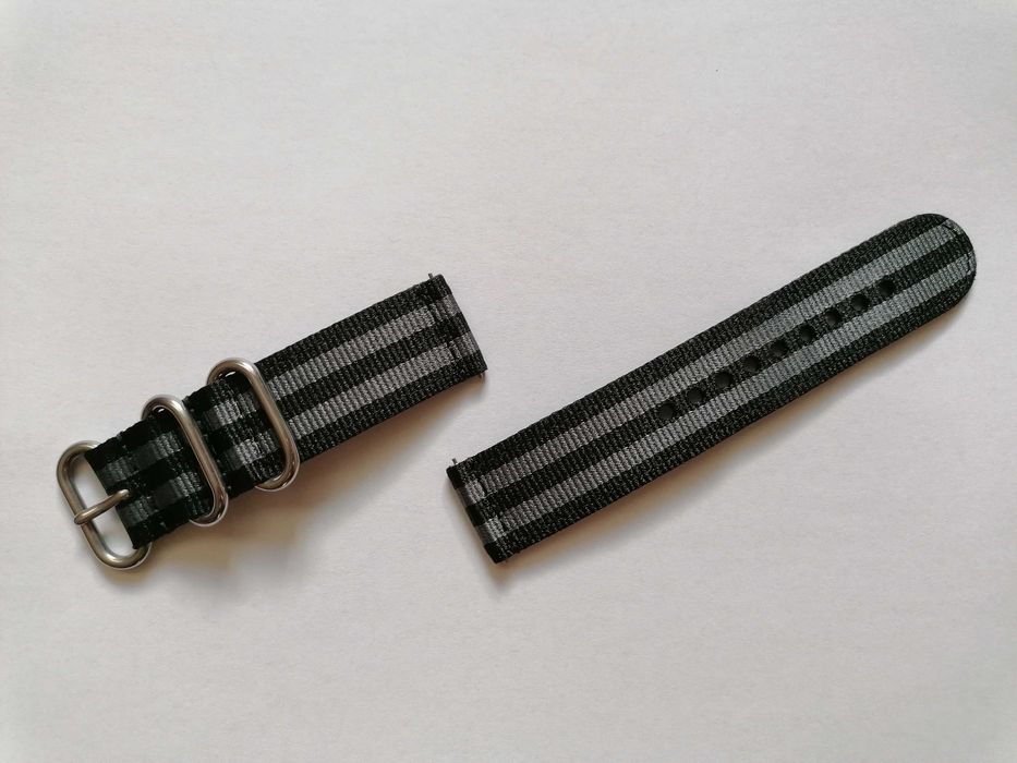 Bratara Ceas textila 22mm Curea gri-negru catarama inox Nato Militar