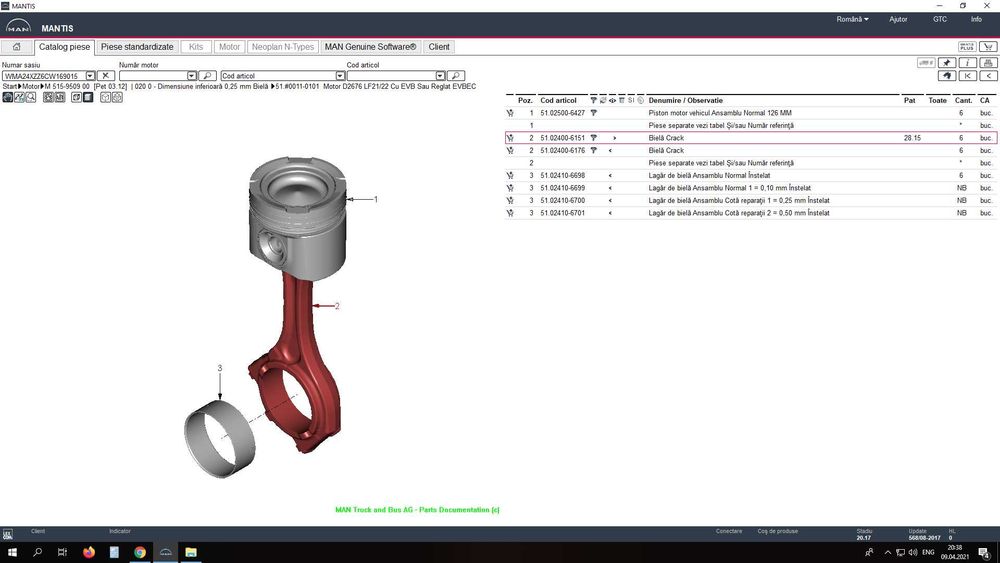 piston motor ansamblu biela Man tgx tgs euro 6