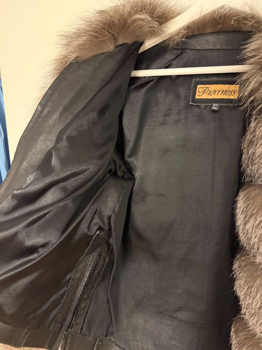 Haina de blana gri- vulpe polara, maneci detasabile