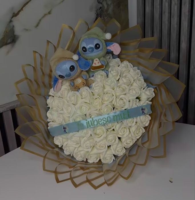 Buchet trandafiri sapun sclipici cadou  stich