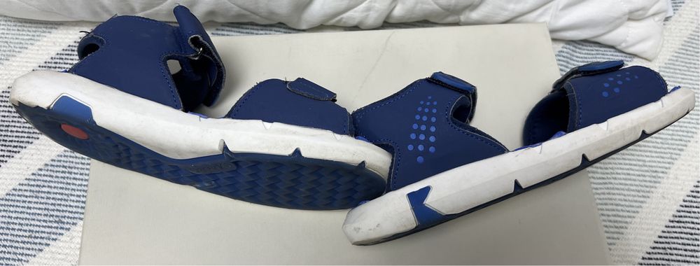 Sandale de piele ecologica cu velcro Jumangap, Albastru inchis, 33 EU