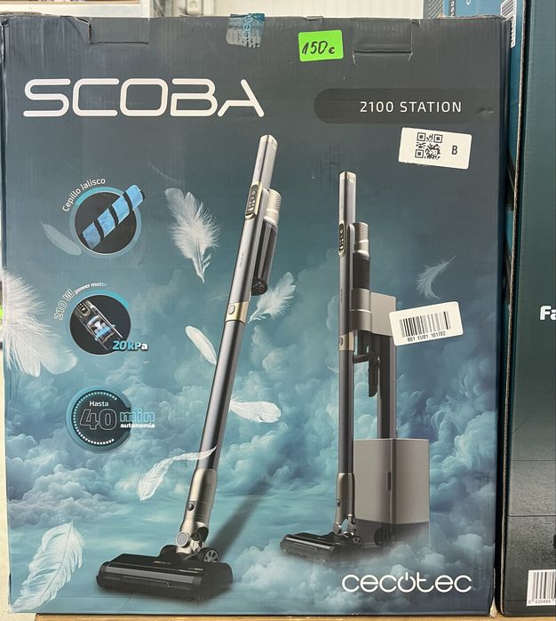 !Нова! Безжична Вертикална прахосмукачка Cecotec Scoba 2100 Station, 210W, 20kPa безжична 1.55кг със станция за самоизпразване