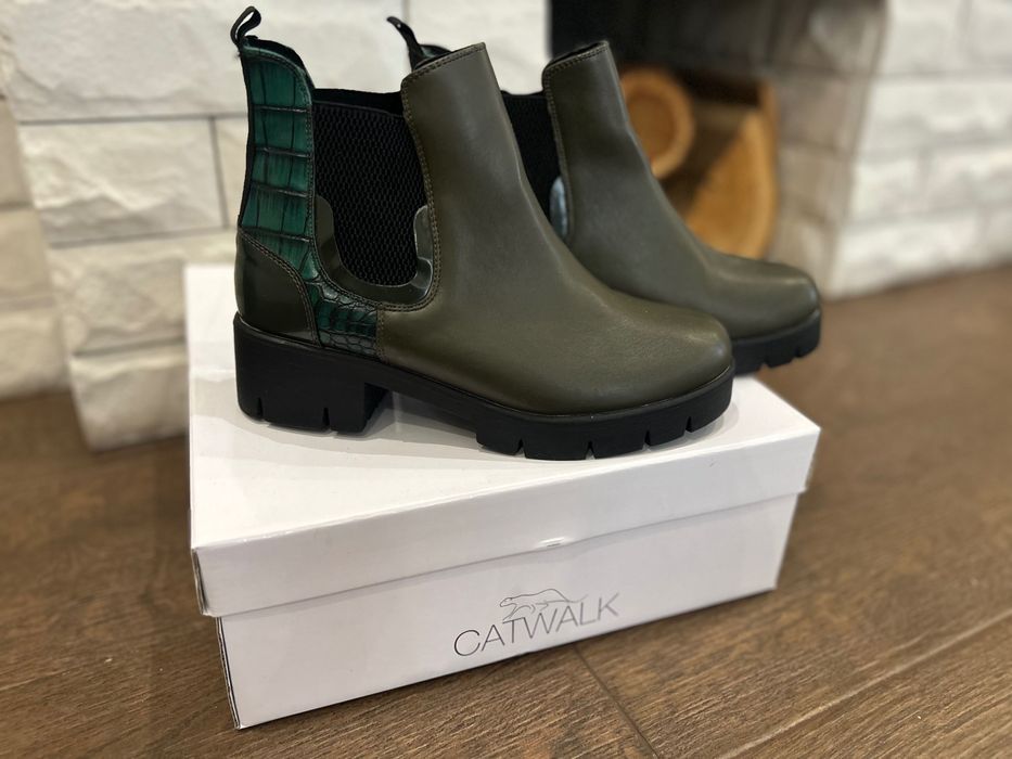 Нови боти Catwalk зелени кожа