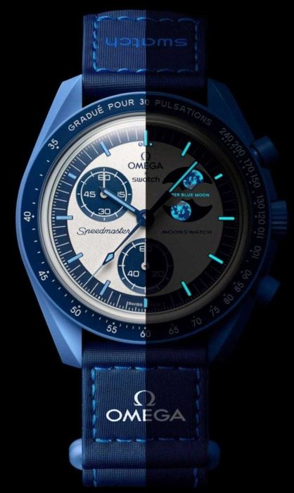 Ceas SWATCH BIOCERAMIC Moonswatch Mission TO THE SUPER BLUE Moonphase