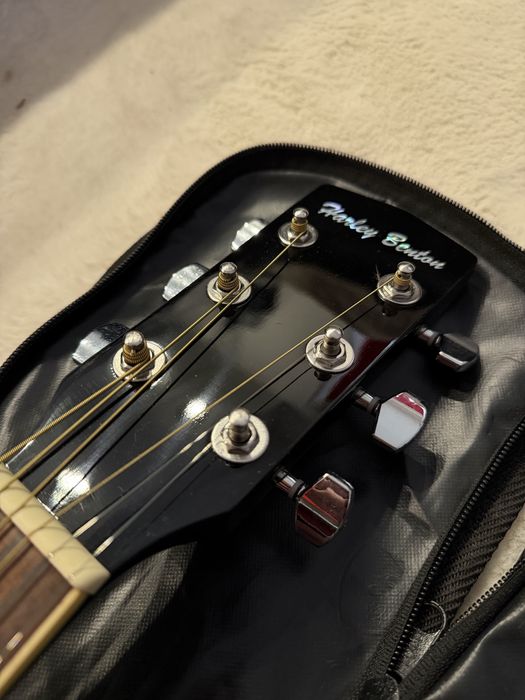 Chitară electro-acustică Harley Benton HBD120CE BK + husă + accesorii complete
