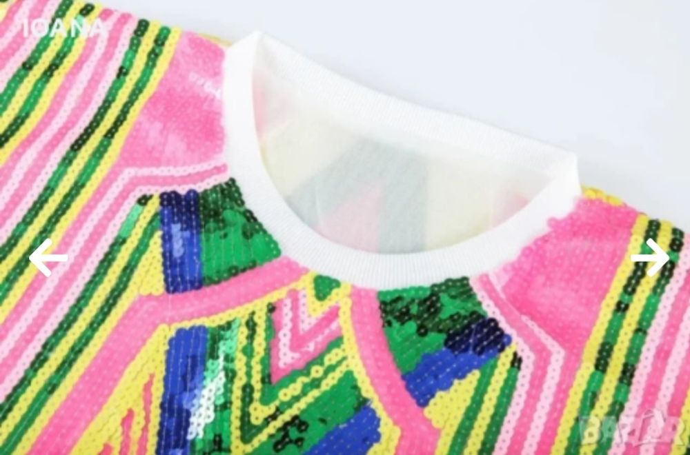 Рокля тип тениска с пайети