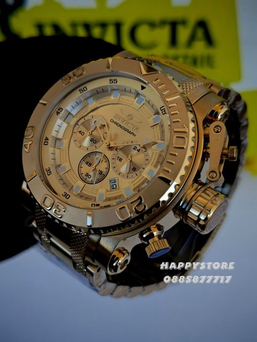 INVICTA Chrono Full metal Gold 52 mm, Инвикта нов ръчен часовник