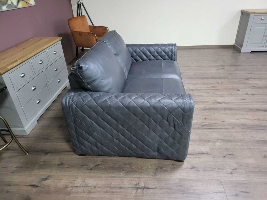 Сив кожен диван двойка