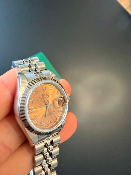 Ceas Rolex Lady DateJust, Salmon, Full box, white gold bezel