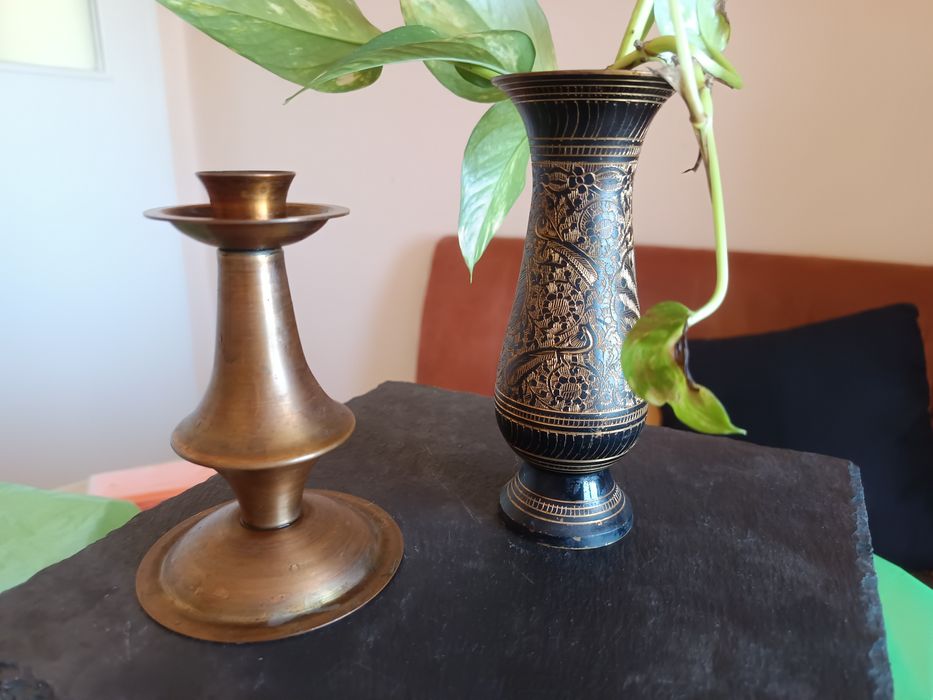 Свещник и ваза месинг