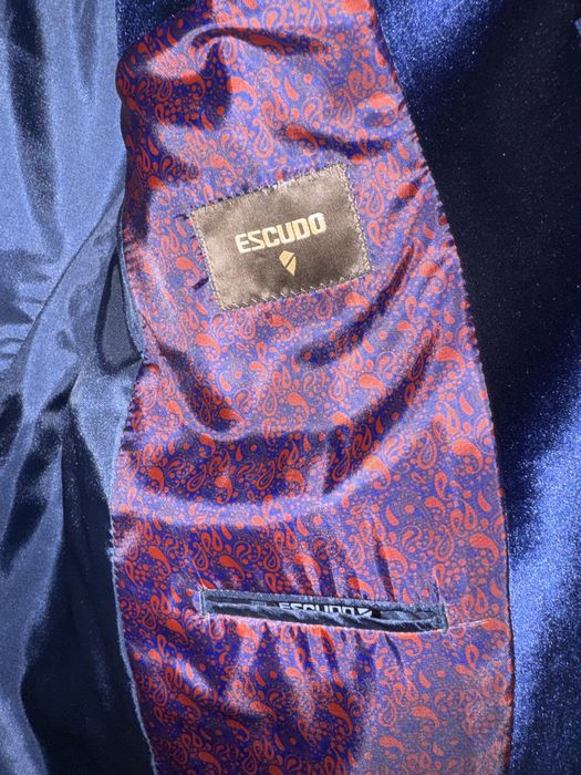 Sacou catifea barbati slim fit albastru regal ESCUDO marimea 48 NOU